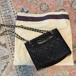 Tory Burch Fleming medium convertible shoulder bag black leather